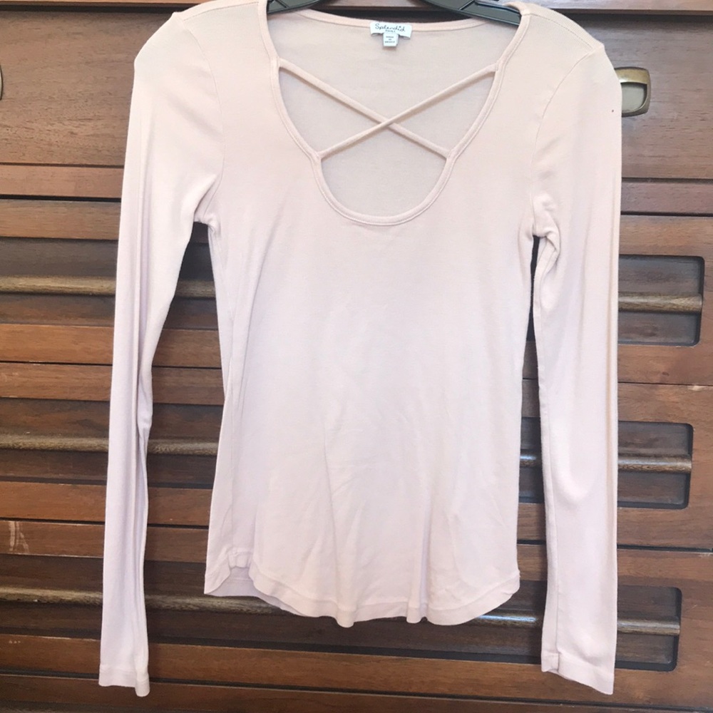 Splendid pale pink blush cross cross top shirt